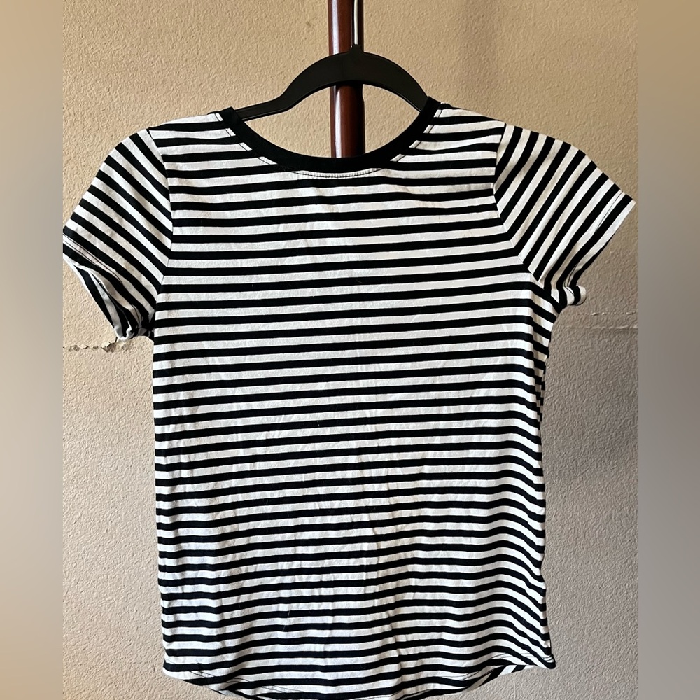 Cat & Jack Black and White Striped Short Sleeve Tee